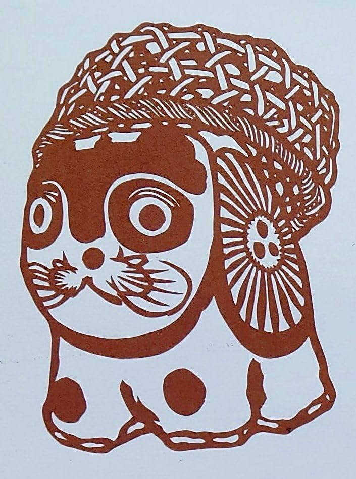 【真作】絵画　日本画（色紙）　犬張子　雅やかな郷土玩具の美　共シール　V153 真作】絵画 日本画（色紙） 犬張子 雅やかな郷土玩具の美 共シール V153